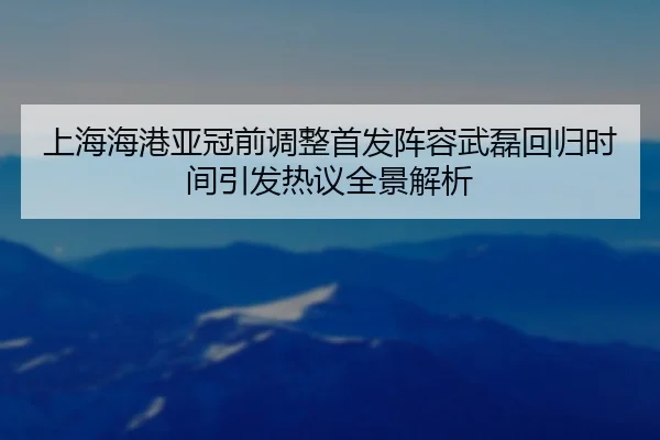 上海海港亚冠前调整首发阵容武磊回归时间引发热议全景解析